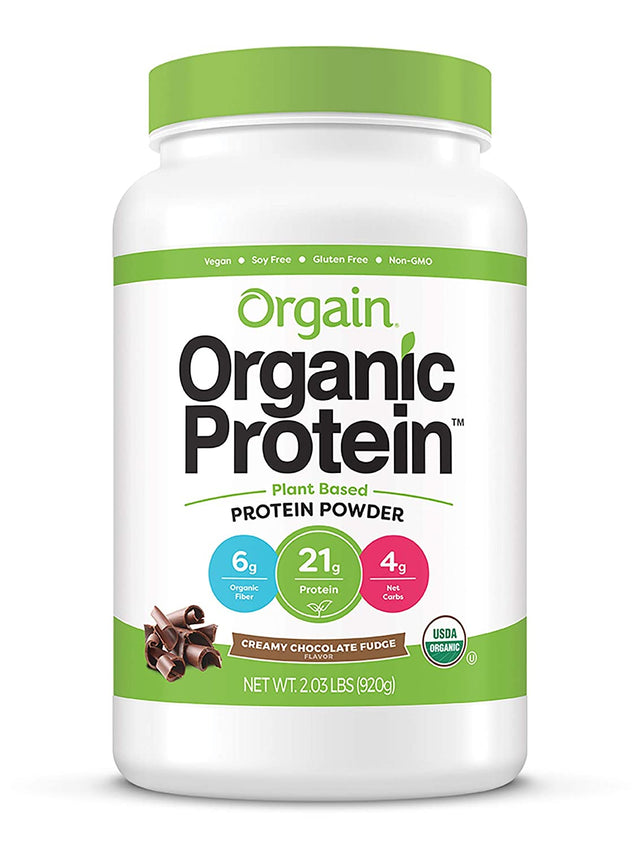 Orgain Organic Plant Based Protein & Greens Powder, Vanilla Bean - 1.94 Pound & Organic Plant Based Protein Powder, Creamy Chocolate Fudge - Vegan, Low Net Carbs, Non Dairy, 2.03 Pound