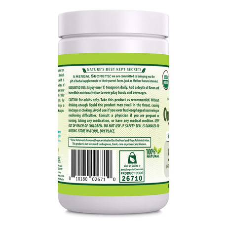 Herbal Secrets USDA Certified Organic Spirulina Powder 16 Oz (Non-Gmo) 1 Lb - Nutrient Rich Marine Superfood- Supports Healthy Aging, Energy Metabolism, Natural Detoxifier*