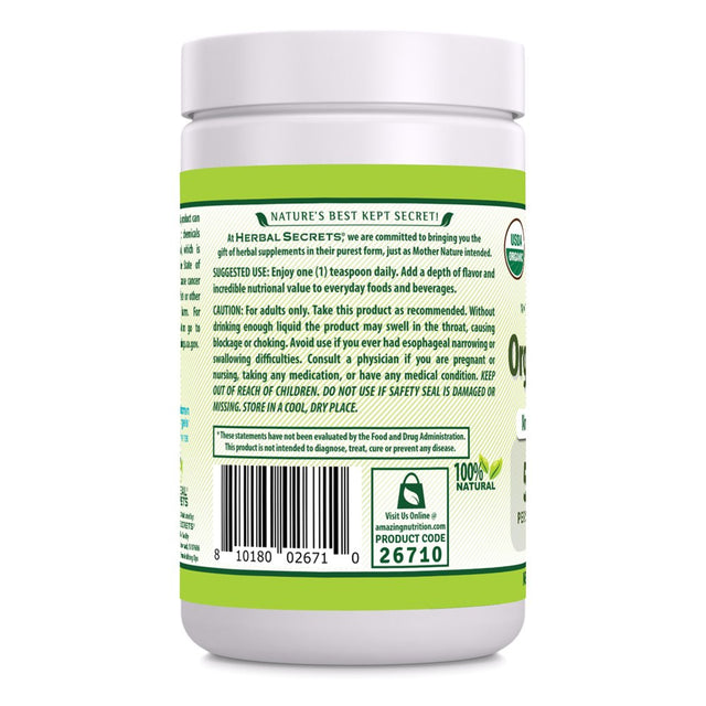 Herbal Secrets USDA Certified Organic Spirulina Powder 16 Oz (Non-Gmo) 1 Lb - Nutrient Rich Marine Superfood- Supports Healthy Aging, Energy Metabolism, Natural Detoxifier*