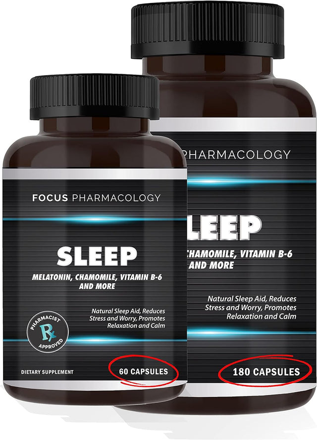 Natural Nighttime Sleep and Calming Formula - 180 Ct Blend of Melatonin, 5-HTP, GABA, Chamomile, Valerian, Goji, Ashwagandha, St. John'S Wort