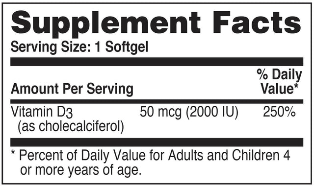 Vitamin D3 2,000Iu (NON-GMO) 365 Softgels in Organic Extra Virgin Olive Oil by Health Thru Nutrition