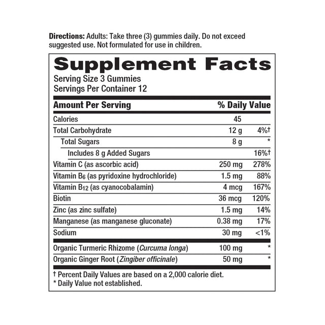 Emergen-C Vitamin C Gummies, Turmeric, Ginger, 36 Ct