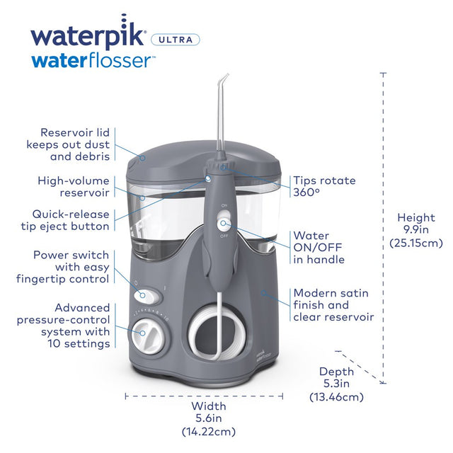 Waterpik Ultra Countertop Water Flosser Oral Irrigator, Modern Gray