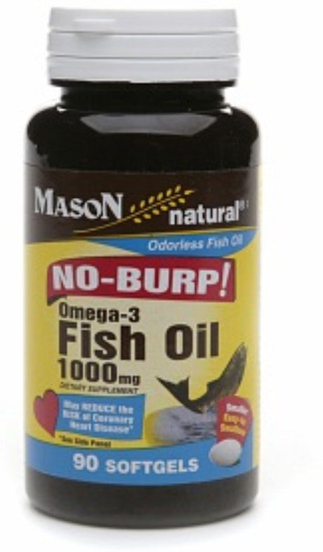 Mason Natural No Burp! Omega-3 Fish Oil, 1000Mg, Small Softgels 90 Each