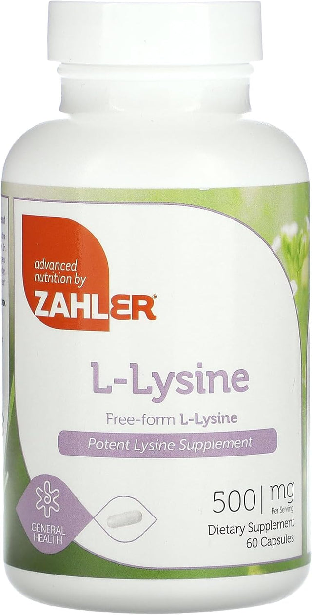 Zahler L-Lysine, Free Form, 500 Mg, 60 Capsules