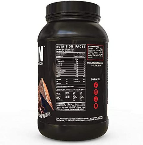 Titan Casein- 100% Micellar Casein Protein Powder with Added BCAA and Digestive Enzymes for Nighttime Muscle Recovery (Chocolate Torte)