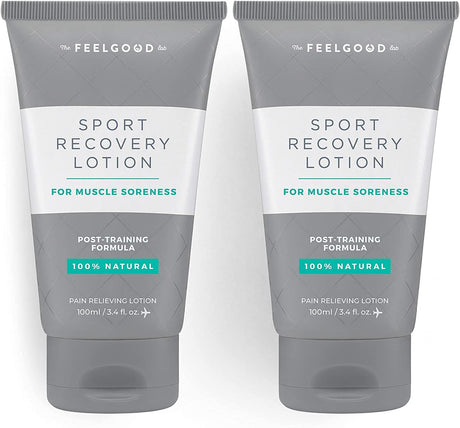 Sport Recovery Lotion by the Feel Good Lab - 100% Natural, Clean Ingredients - Recover from Post-Workout Muscle Soreness and Sports Injuries (3.4Oz, 2 Count)