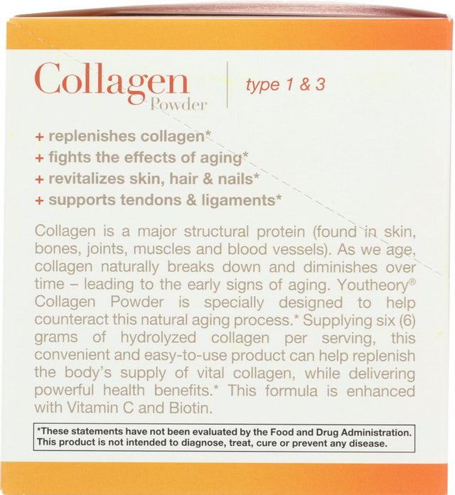 Youtheory Vanilla Collagen Powder Dietary Supplement, 0.27 Oz, 21 Count