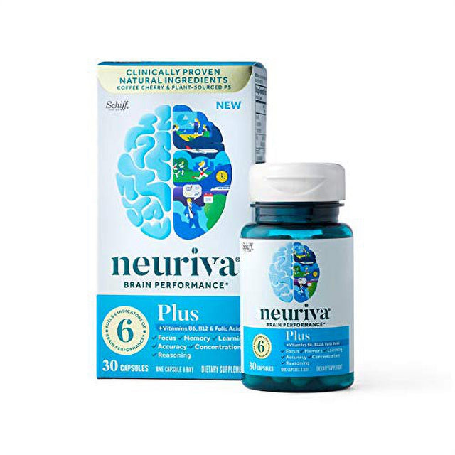 NEURIVA plus Capsules (30Ct) - Supports Focus, Memory, Learning, Accuracy, Concentration & Reasoning (CASE Pack of 12)