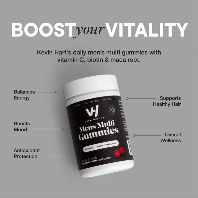 Kevin Hart'S Vitahustle Mens Multivitamin Gummy Supplement for Energy with Biotin, Maca Root, 50 Count