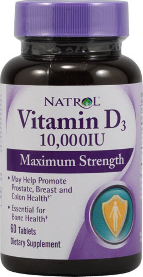 Natrol Vitamin D3 Dietary Supplement 10,000 IU Tablets 60 Tablets (Pack of 2)