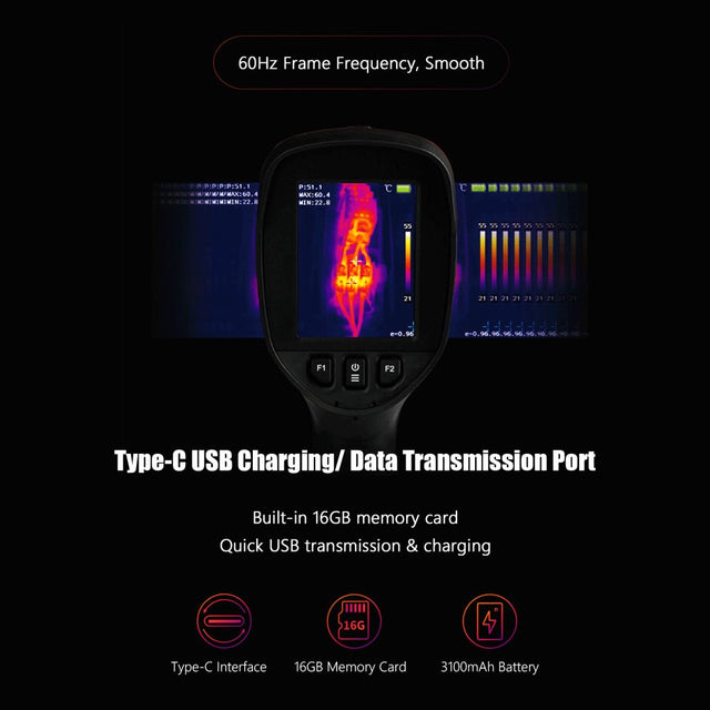 DALI Professional IR Thermal Imager 160X120 Infrared Thermal Imaging Camera 3.2-Inch LCD Screen Rechargeable Handheld Temperature Auto Tracking Free Focus Thermal Imager with 16GB Memory, 4