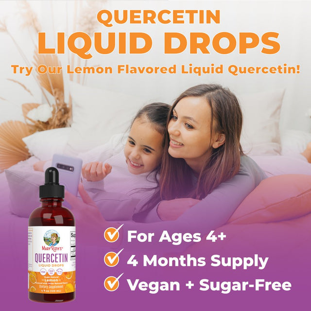 Maryruth Organics | Quercetin Liquid Drops| Bioflavonoid | Immune Support, Natural Anti-Inflammatory, Allergy Relief | Vegan | 4 Fl Oz / 120 Ml