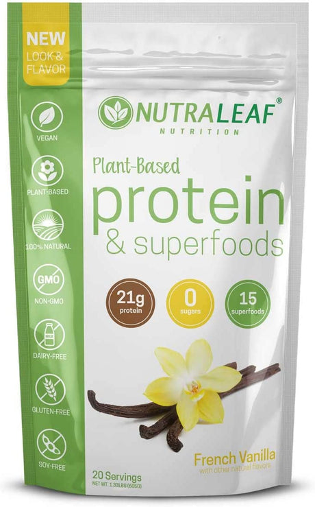 Plant Based Protein + SUPERFOODS - Delicious Vegan Protein W/ 15 Superfoods – Keto Friendly – No Sugar Added, Low Calorie, Non GMO, Gluten Free - Vanilla (20 Servings)