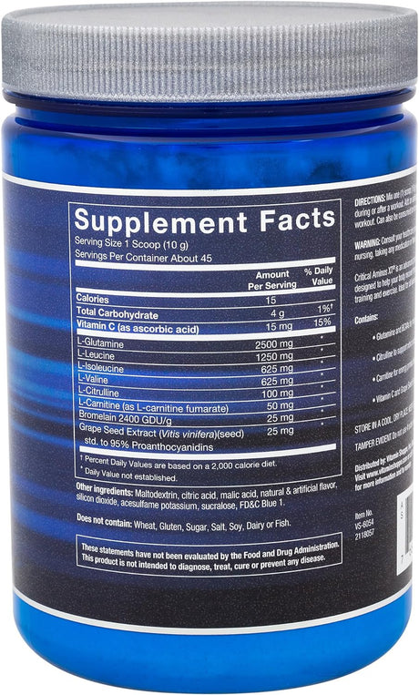 BODYTECH Critical Aminos XT Intra/Post Workout Blue Ice Pop - Supports Muscle Recovery (12.4 Ounce Powder)