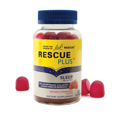 RESCUE plus Sleep Gummy, Dietary Supplement Sleep Aid, Natural Strawberry Flavor - 60 Gummies