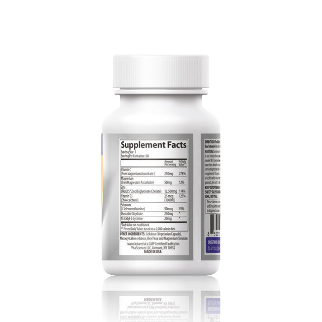 BIOMMUNE Immune Shield - Once-Daily Clinical Formula, Immune Booster with Stomach-Friendly Zinc, Quercetin, Buffered Vitamin C, D3, Selenium and NAC.