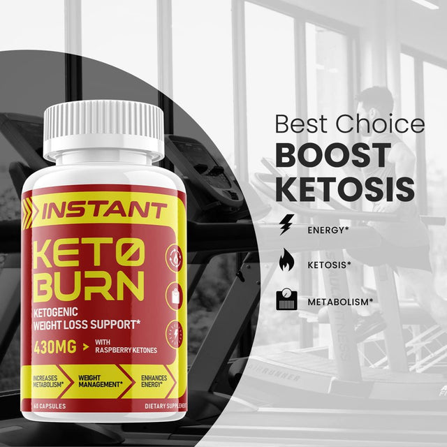 Instant Keto Burn - Ketogenic Weight Loss Support - Energy & Focus Boosting Dietary Supplements for Weight Management & Metabolism - Advanced Fat Burn Raspberry Ketones Pills-180 Capsules (3 Pack)