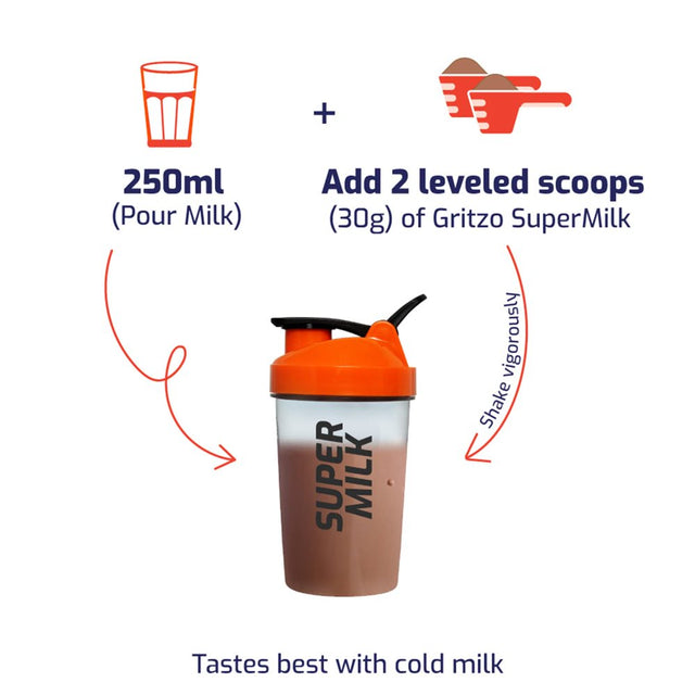 Gritzo Supermilk Weight+ for 8-12 Y Girls, Health Drink & Kids Nutrition, High Protein (8 G), with Calcium, Vitamin D3, & 21 Nutrients, Zero Refined Sugar, 100% Natural Double Chocolate Flavour, 400 G