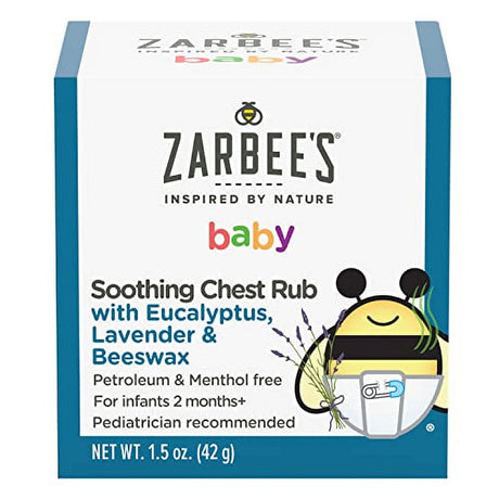 Zarbee'S Baby Soothing Chest Rub with Eucalyptus & Lavender, Petroleum-Free Safe and Effective Formula, 1.5 Ounce