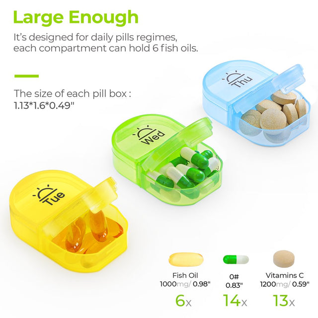 AUVON Pill Organizer AM PM , 7 Day Pill Planner, Weekly Pill Box 2 Times a Day with 7 Portable Daily Pill Case