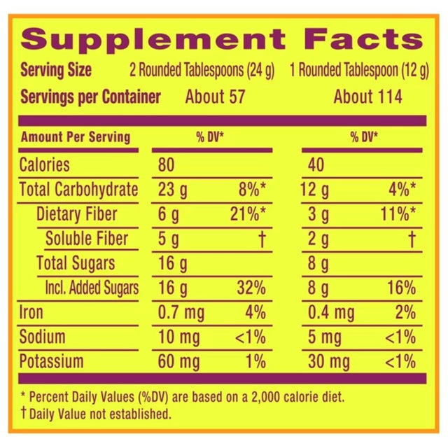 Metamucil Daily Fiber Supplement, Psyllium Husk Fiber Powder for Digestive Health, Orange, 114 Ct