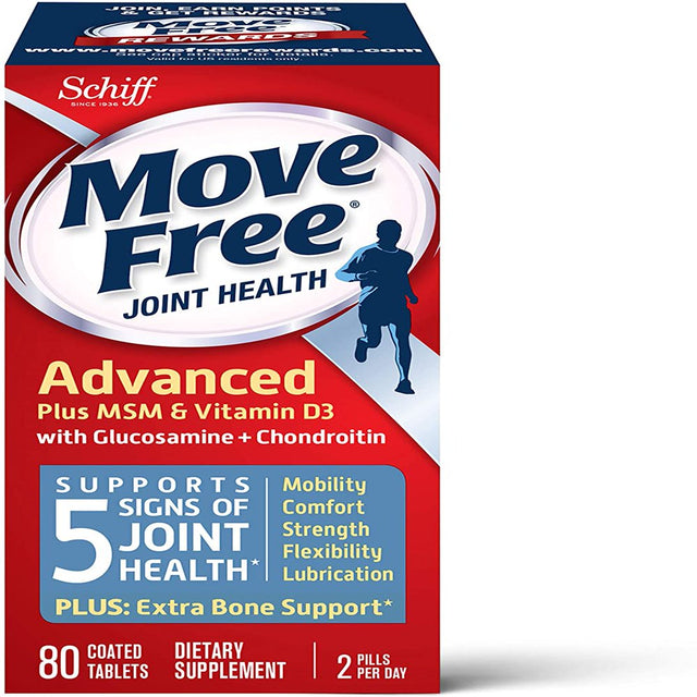 Move Free Advanced Glucosamine Chondroitin MSM Vitamin D3 and Hyaluronic Acid Joint Supplement 80 Count Pack of 4