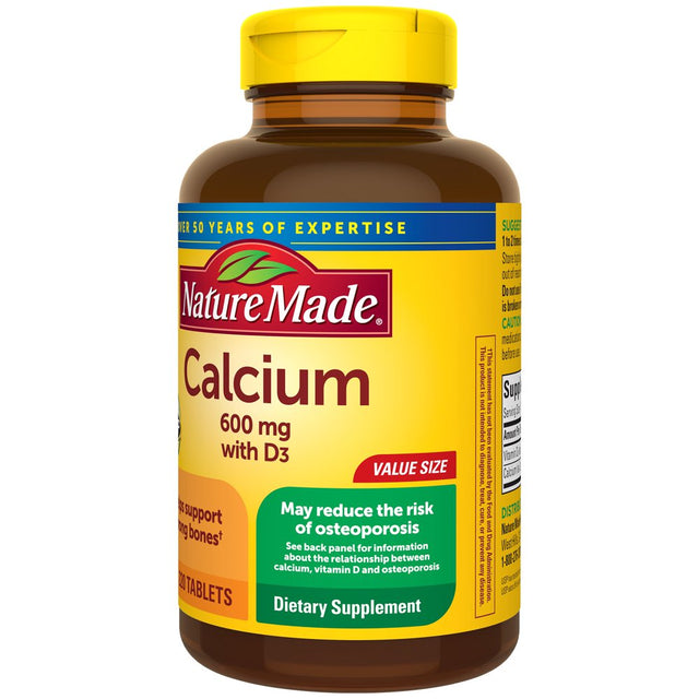 Nature Made Calcium 600 Mg with Vitamin D3 Tablets, Dietary Supplement, 220 Count