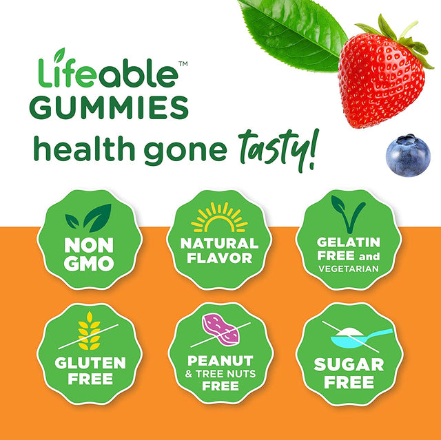 Lifeable Sugar Free Prebiotics Fiber for Kids - 4G - Great Tasting Natural Flavored Gummy Supplement - Keto Friendly - Gluten Free, Vegetarian, GMO Free - for Gut and Digestive Health - 90 Gummies