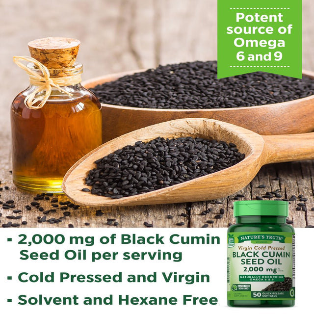 Black Cumin Seed Oil 2000 Mg | 50 Softgel Capsules | Cold Pressed Pills | Non-Gmo, Gluten Free | by Nature'S Truth