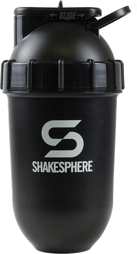 SHAKESPHERE Tumbler: Protein Shaker Bottle and Smoothie Cup, 24 Oz - Bladeless Blender Cup Purees Raw Fruit with No Blending Ball - Drink Powder Mix Shake Mixer for Pre Workout, Gym (Glossy White)