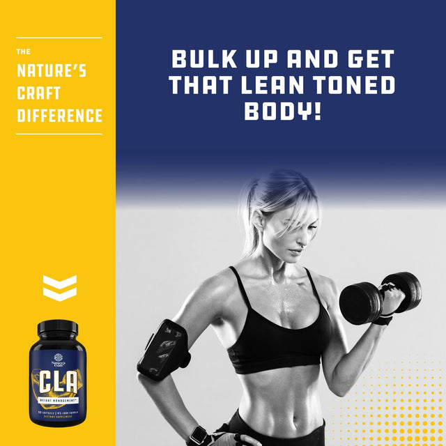 Conjugated Linoleic Acid CLA Supplement - CLA Safflower Oil Lean Muscle Mass Pre Workout Supplement for Men and Women for Natural Muscle Builder - 1560Mg per Serving CLA Supplements