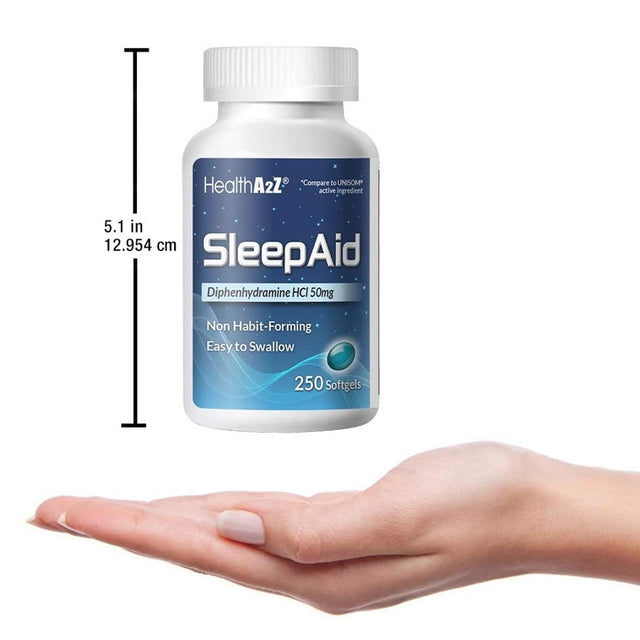 Healtha2Z® Sleep Aid, Diphenhydramine Hcl 50Mg, 250 Softgels, Supports Deeper, Restful Sleeping, Non Habit-Forming