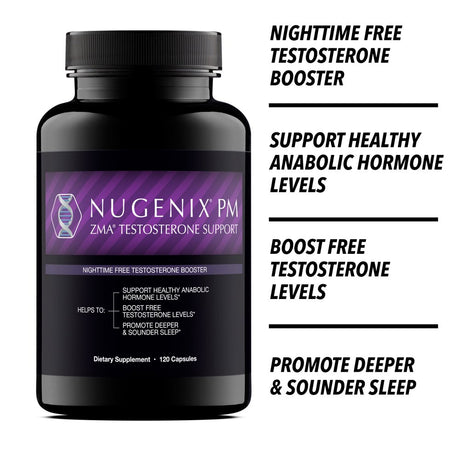 Nugenix PM ZMA - Nighttime Free Testosterone Booster and Sleep Support, 120 Count