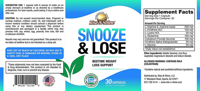 Snooze & Lose Support Supplement - Promotes Healthy Body Composition While You Sleep -For Women and Men 30 Count