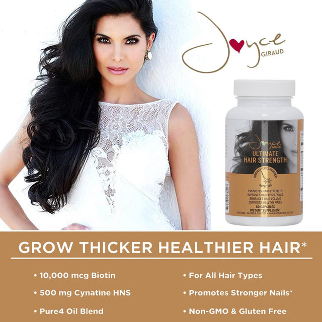 Joyce Giraud Ultimate Hair Strength Supplements - Clinically Tested with Cynatine, Suitable for Men & Women - 30-Day Supply, 60 Capsules