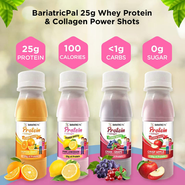 Bariatricpal Ready-To-Drink 25G Whey Protein & Collagen Power Shots - Pink Lemonade (12 Bottles)