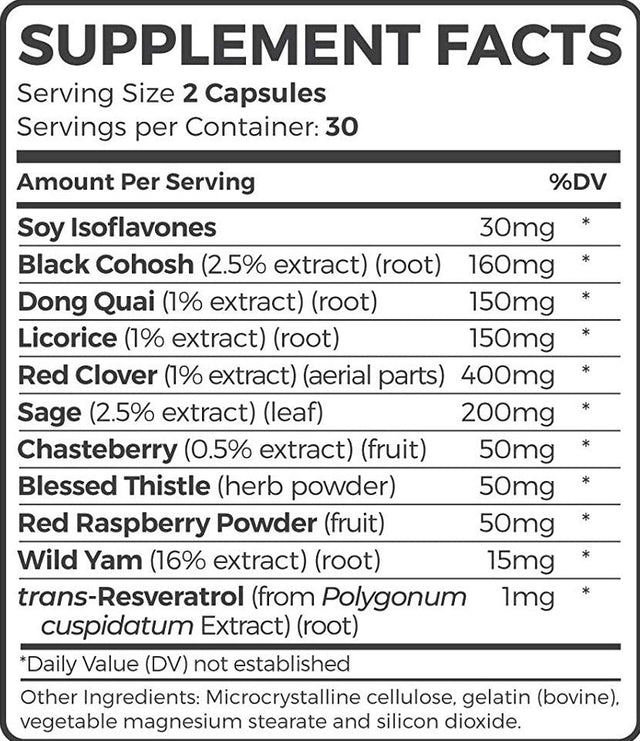 Healths Harmony Menopause Relief (NON-GMO) Helps Reduce Menopausal, Perimenopause Symptoms - Hot Flashes, Night Sweats - Female Hormonal Support Supplement for Hormone Balance - 60 Capsules