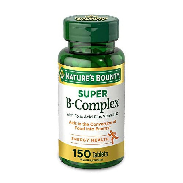 Natureâ€™S Bounty Super B Complex with Vitamin C & Folic Acid, Immune & Energy Support, 150 Tablets