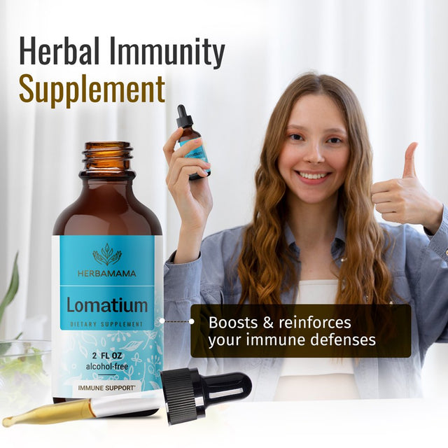 HERBAMAMA Lomatium Liquid Extract - Immune Support, Respiratory & Joint Health Tincture - 2 Fl. Oz