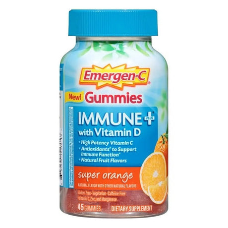 Emergen-C Immune plus with Vitamin D Gummies Super Orange, 45 Ea