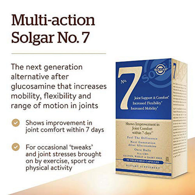 Solgar No. 7, 90 Vegetable Capsules - Pack of 2 - Joint Support & Comfort, Increased Mobility & Flexibility - Supplement for Men & Women - with Ester-C Vitamin C - Non-Gmo - 180 Total Servings