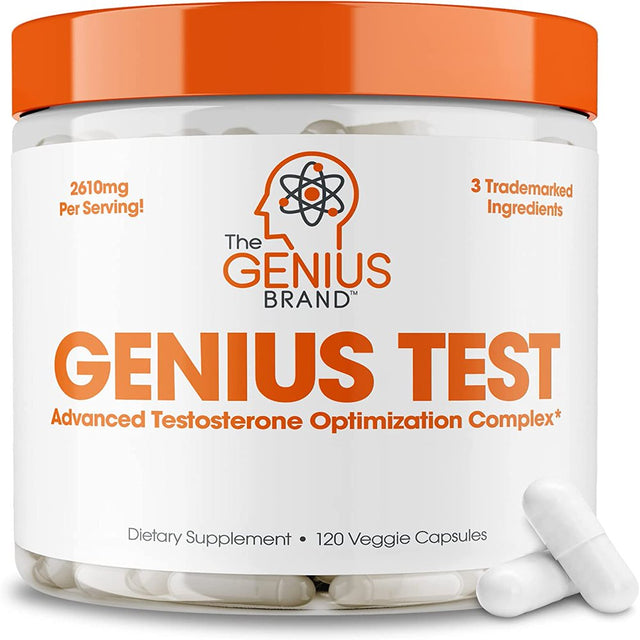 Testosterone Booster Supplement with Ashwagandha Natural Muscle Gainer, Supports Strength & Energy, Genius Test by the Genius Brand