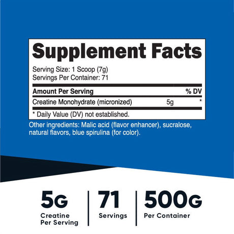 Nutricost Creatine Monohydrate Supplement Powder (500 Grams) (Blue Raspberry)