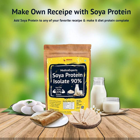 Medicoexperts Soy Protein Isolate 90%, Vegetarian and Natural 950 Grams (Unflavored)