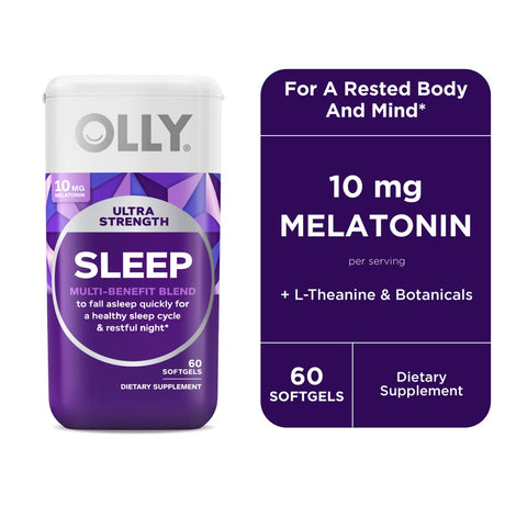 OLLY Ultra Strength Sleep Softgel, Melatonin Sleep Aid, Magnesium, L-Theanine, 60 Ct