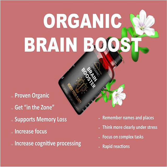 Bacopa, Kailash Herbals Organic Brain Booster, Nootropic Brain Supplement, Bacopa Monnieri/Brahmi, for Mental Sharpness, Focus, Memory, and Cognitive Wellness, 120 Capsules 500Mg, 2 Month Supply