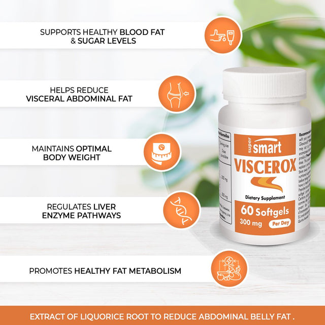 Supersmart - Viscerox 300 Mg per Day - Abdominal Fat Burner - Weight Loss Pills - Diet Supplement | Non-Gmo & Gluten Free - 60 Softgels