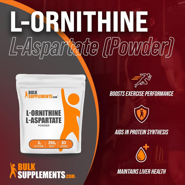 BULKSUPPLEMENTS.COM L-Ornithine L-Aspartate Powder - Amino Acids Supplement for Liver Health - Gluten Free, 3G (3000Mg) per Serving, 83 Servings (250 Grams - 8.8 Oz)