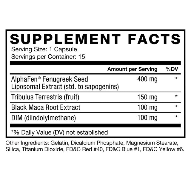 Alpha King Total Testosterone Booster Supplement for Men with Fenugreek Seed, Black Maca, and Tribulus to Build Lean Muscle, Boost Libido, and Improve Performance, Force Factor, 15 Capsules